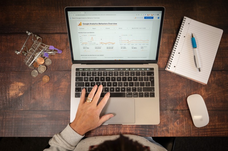 Marketing analytics dashboard on a laptop for digital growth planning