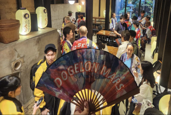 Doge-themed community gathering at a Japanese festival venue
